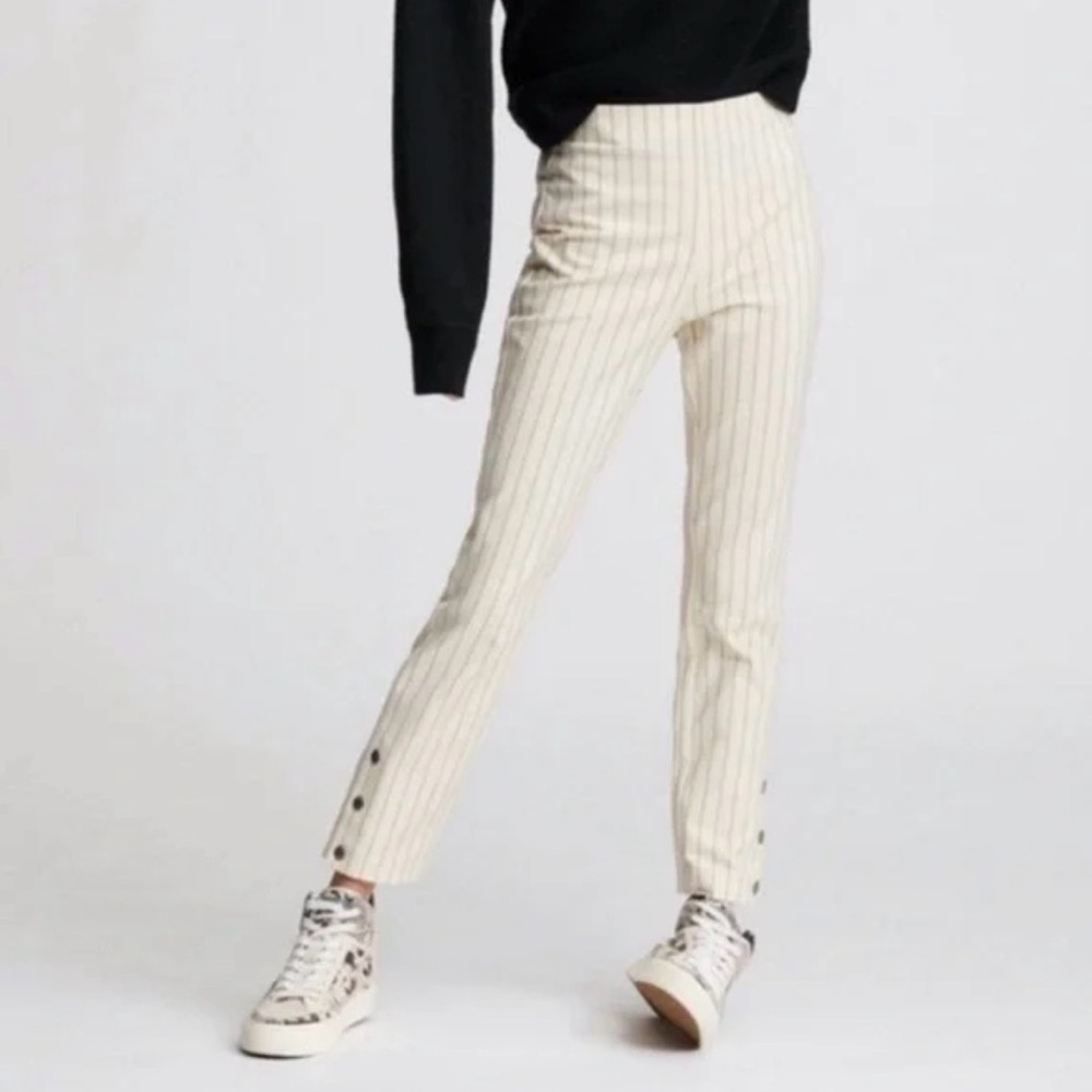 rag & bone Simone Snap Pant Cream with Black Pinstripe Size 2